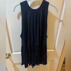 Free People Black Sleeveless Tiered Top